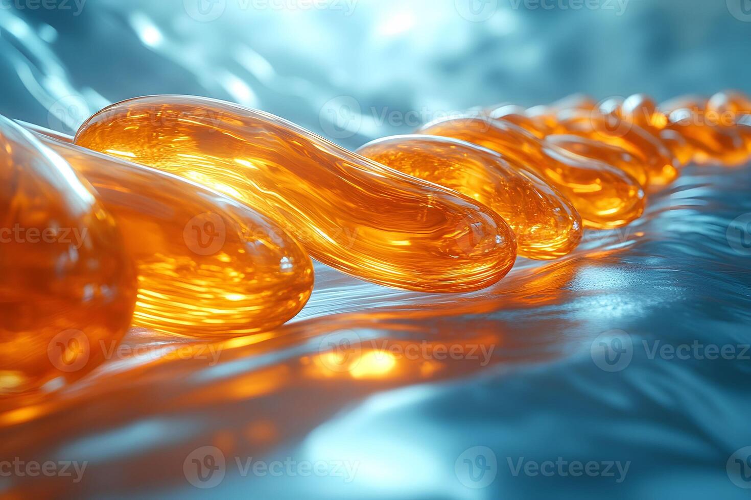 Abstract Fluidity in Orange and Blue Dynamic Organic Shapes for Modern Art and Design photo