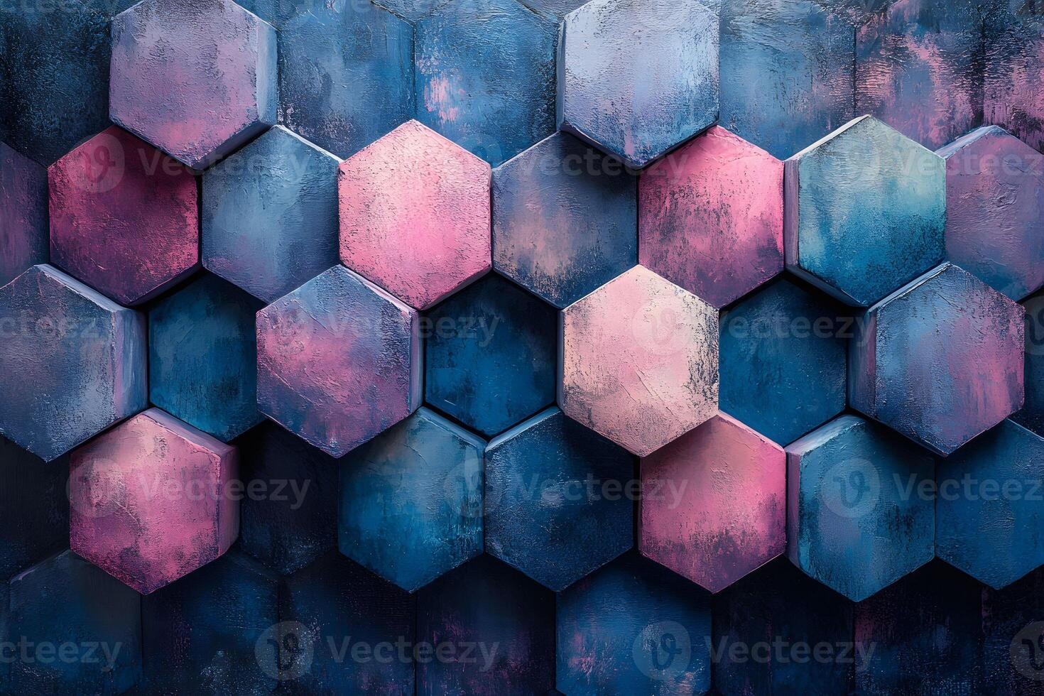 Abstract Geometric Hexagon Pattern in Pink and Blue for Modern Design Inspiration photo