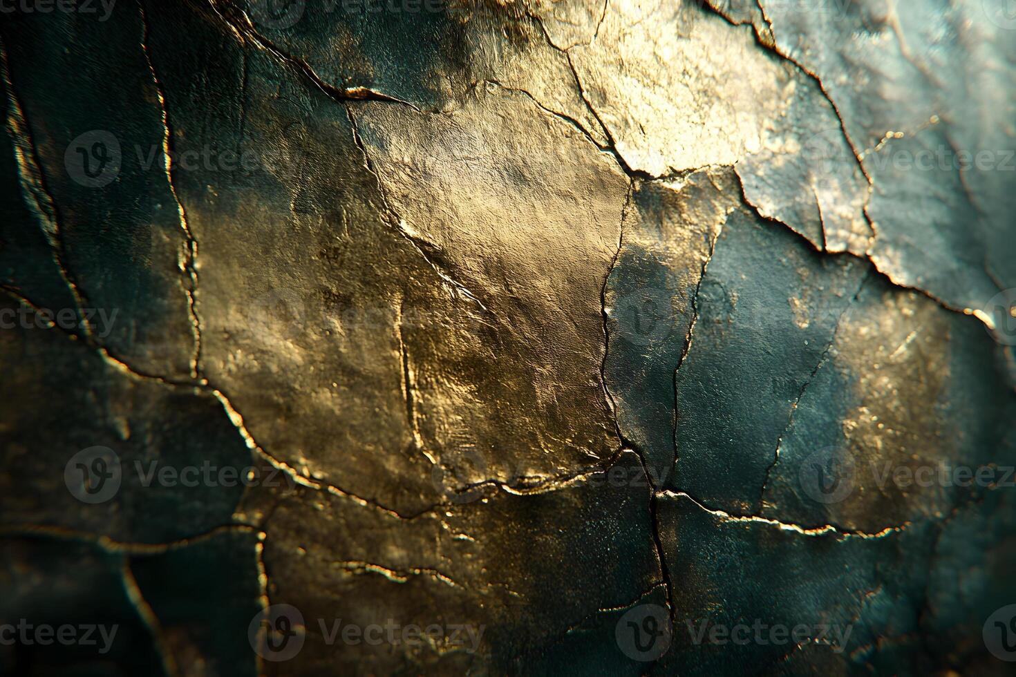 Abstract Textured Background with Gold and Dark Green Cracked Surface for Artistic Design photo