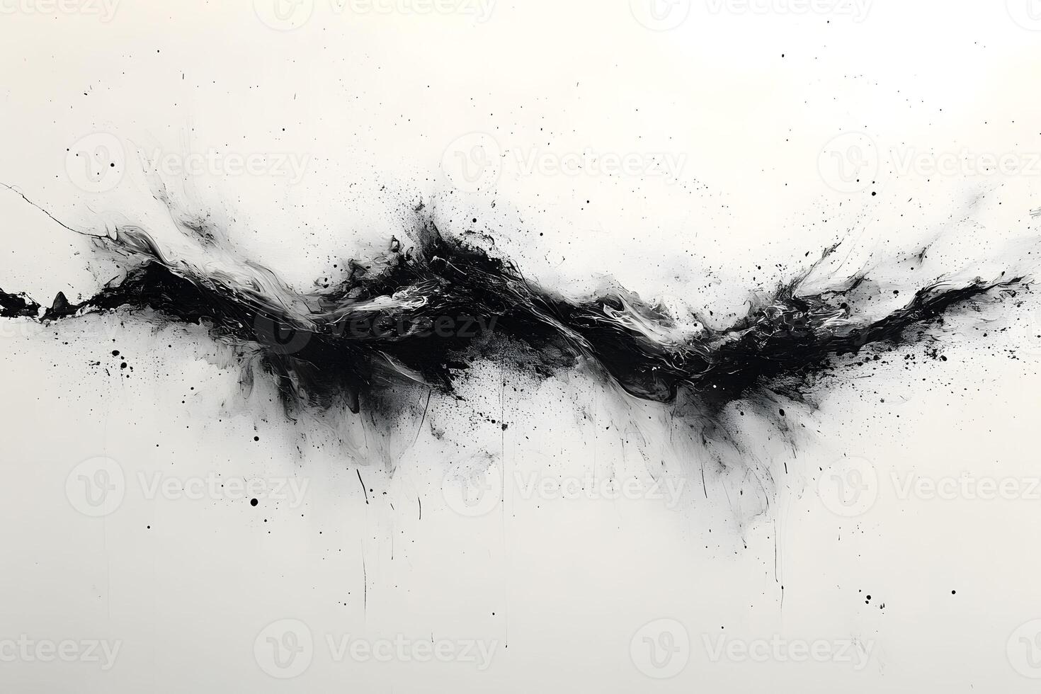 Dynamic Abstract Black and White Ink Splash Art for Modern Decor and Design Projects photo