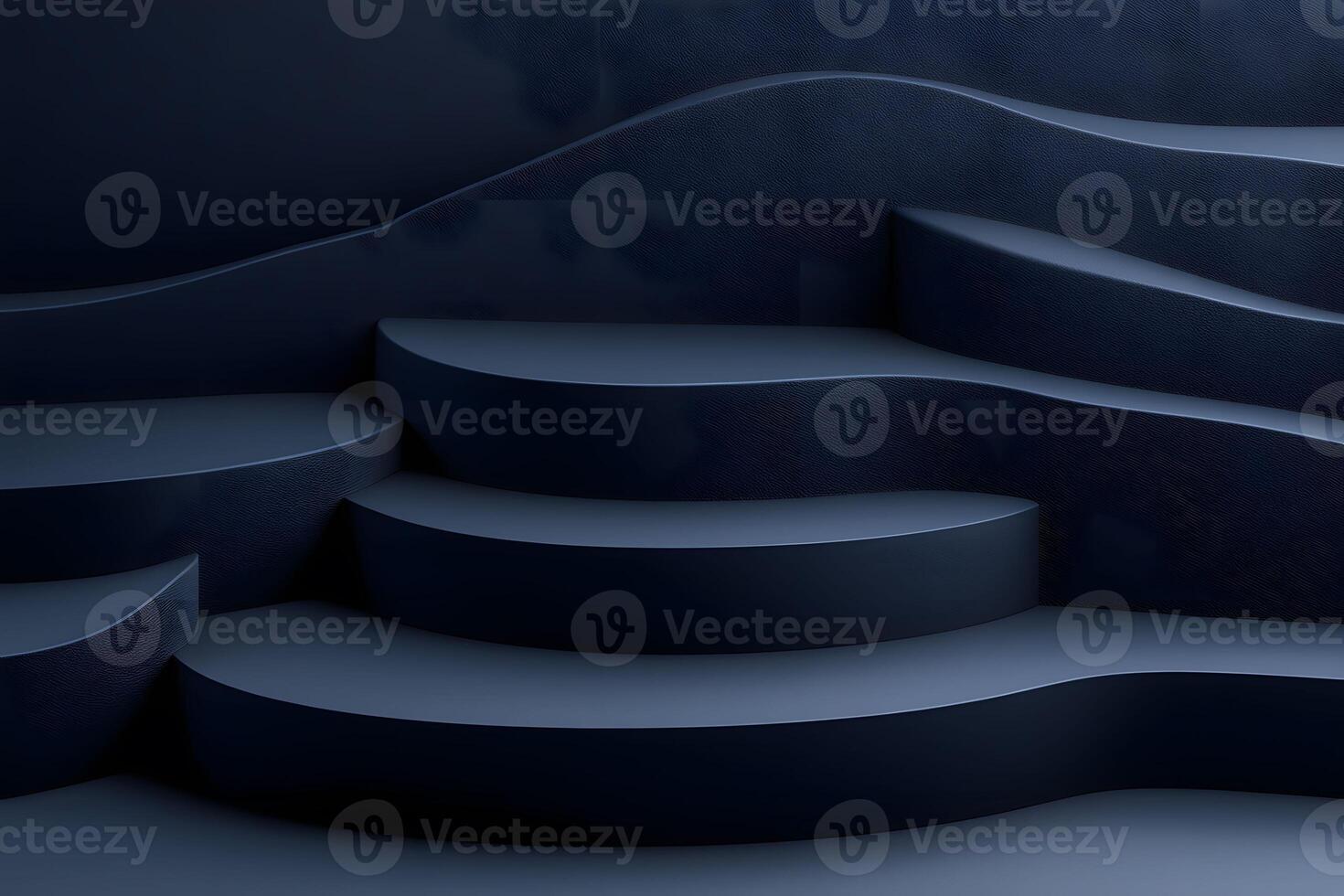 Abstract Minimalist Dark Blue Curved Steps for Modern Design Concepts photo