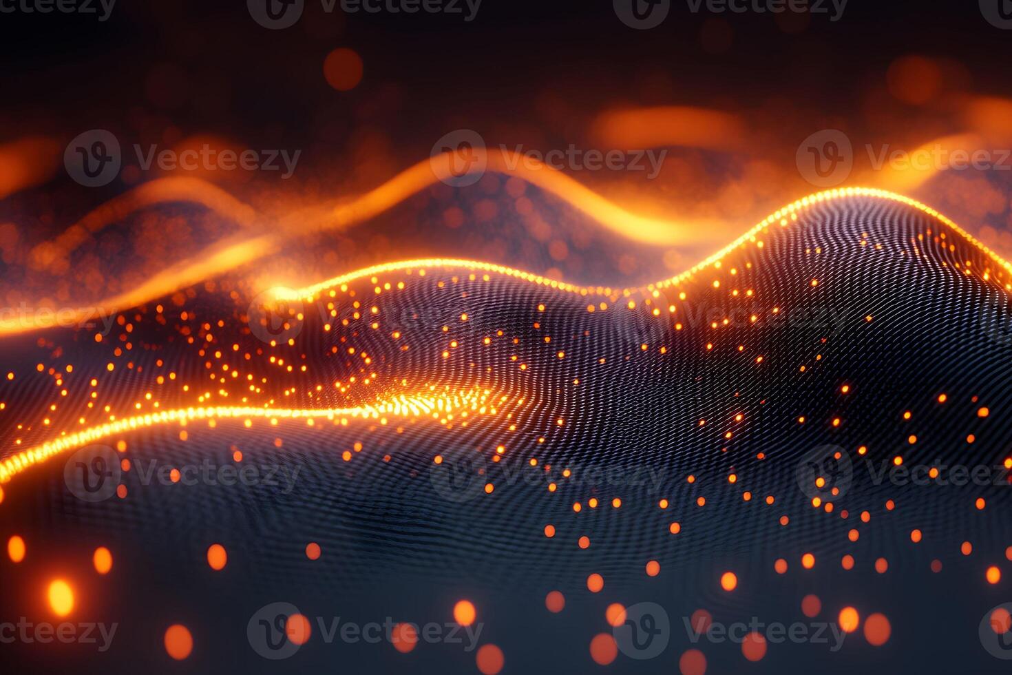 Futuristic Abstract Orange Glowing Wave Pattern in Digital Landscape Design photo