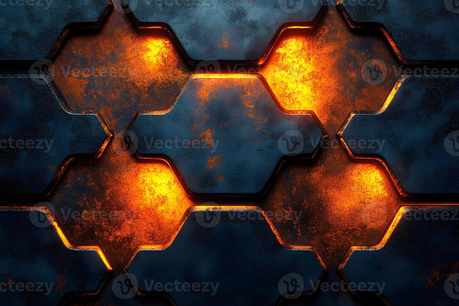 Futuristic Hexagonal Pattern with Glowing Elements for Tech Design photo