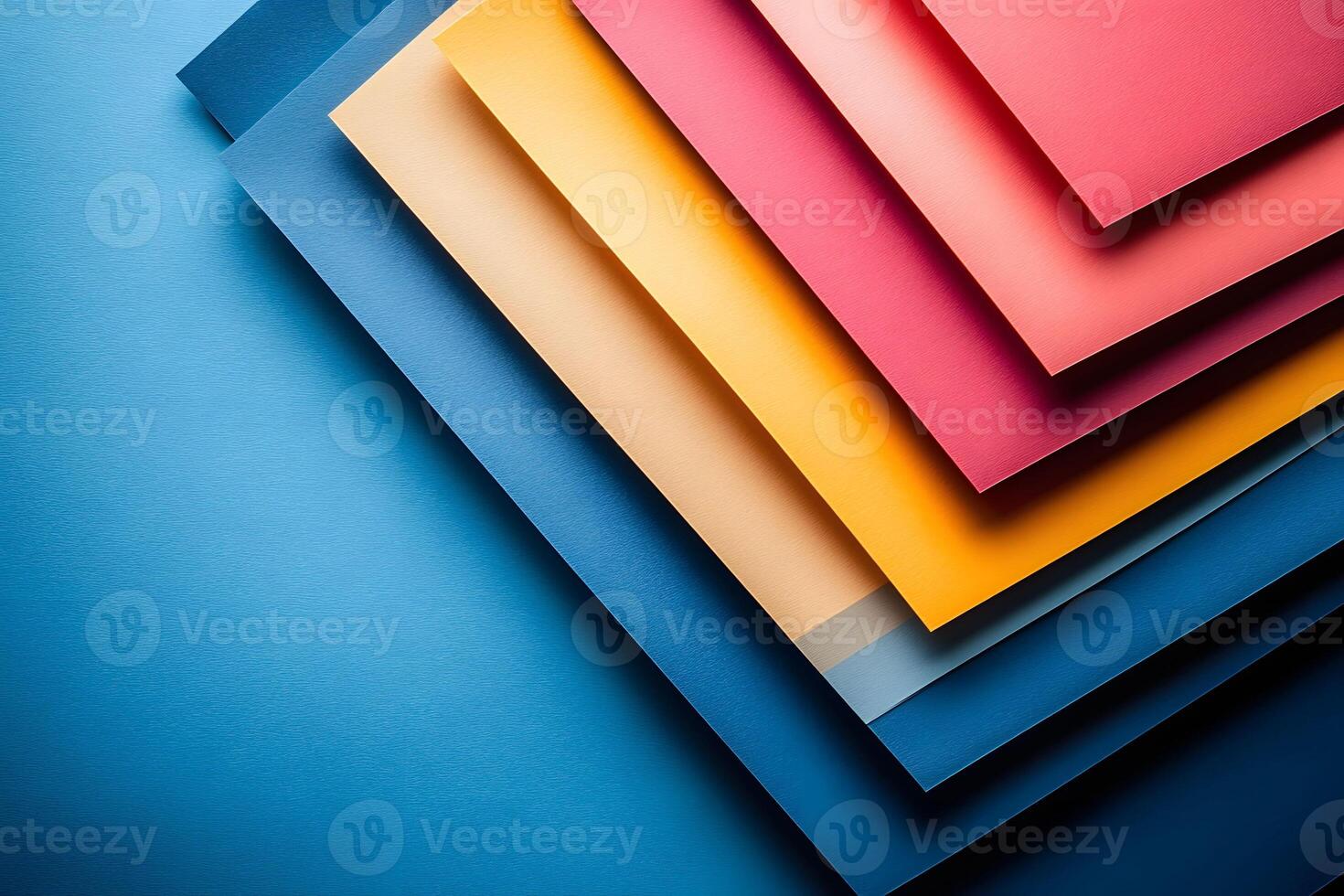 Colorful Overlapping Paper Layers on Blue Background for Creative Design Concepts photo