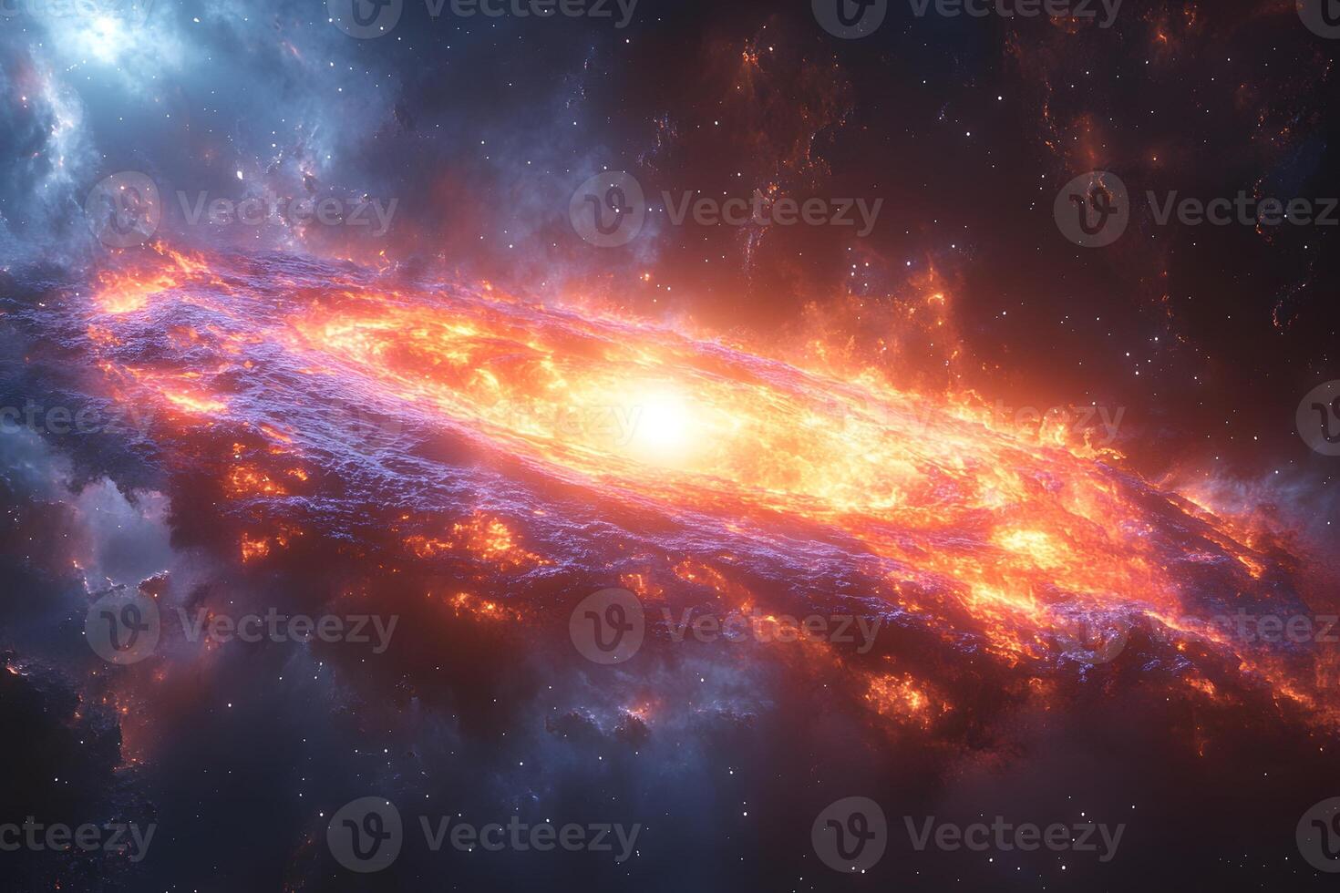 Cosmic Firestorm Majestic Spiral Galaxy in Vibrant Colors for Sci-Fi Design photo