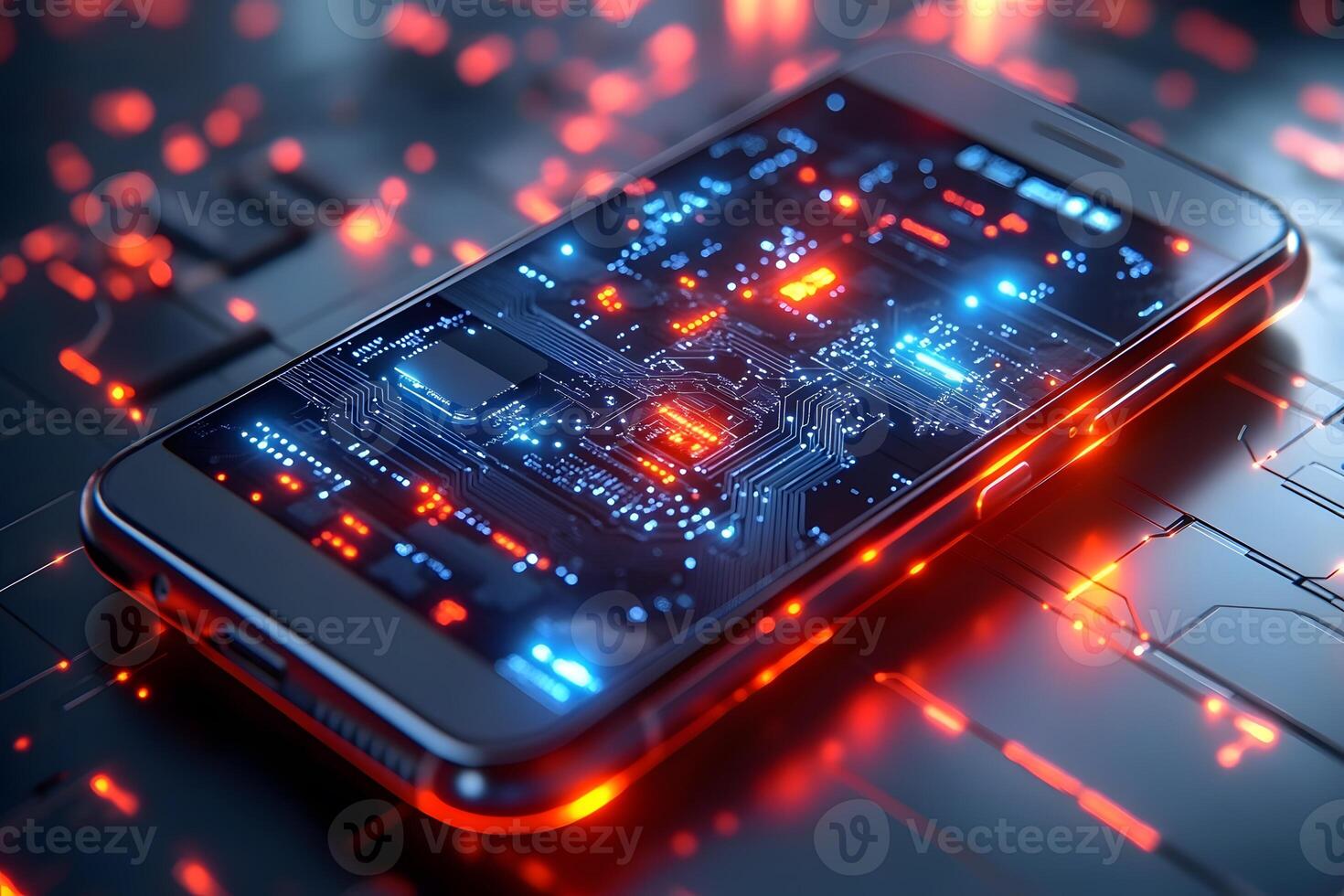Futuristic Smartphone with Circuit Board Design for Technology Innovations photo