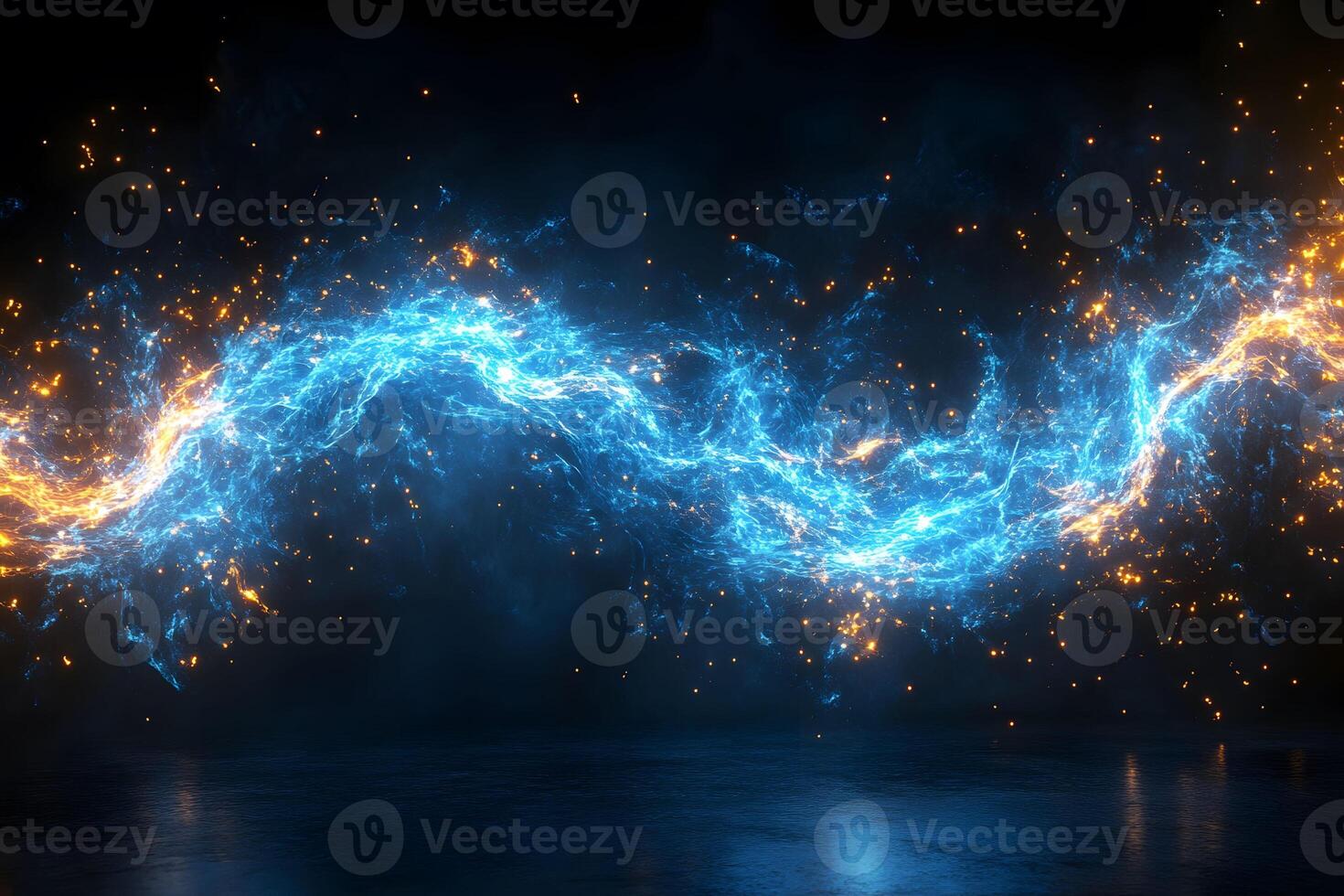 Abstract Energy Wave with Vibrant Blue and Orange Elements for Dynamic Design photo