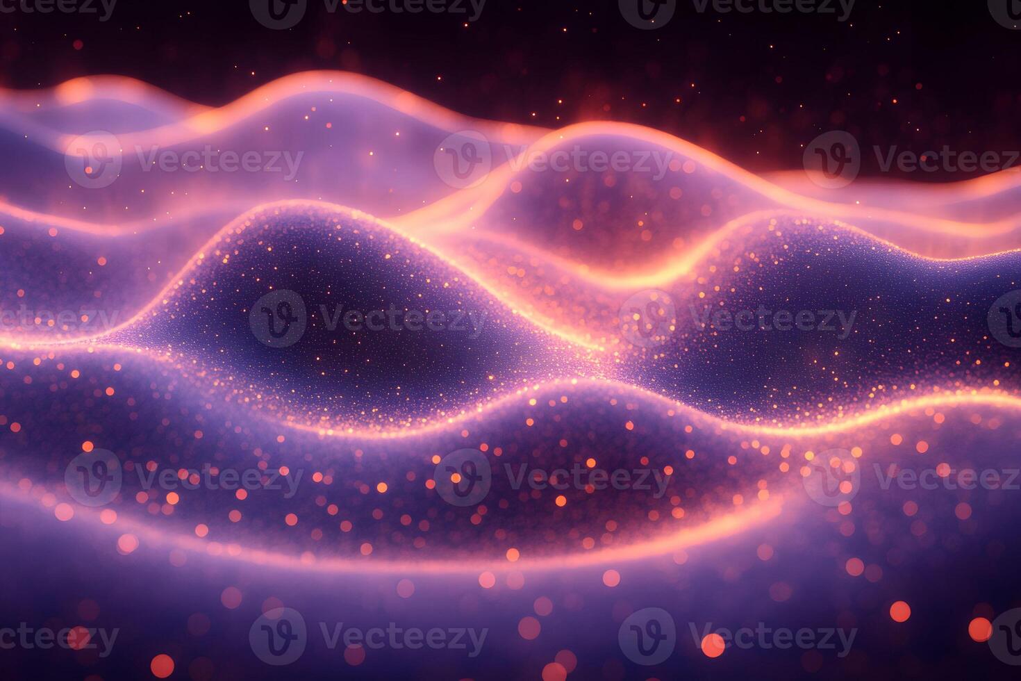 Abstract Neon Waves with Glowing Particles for Modern Design and Digital Art Projects photo