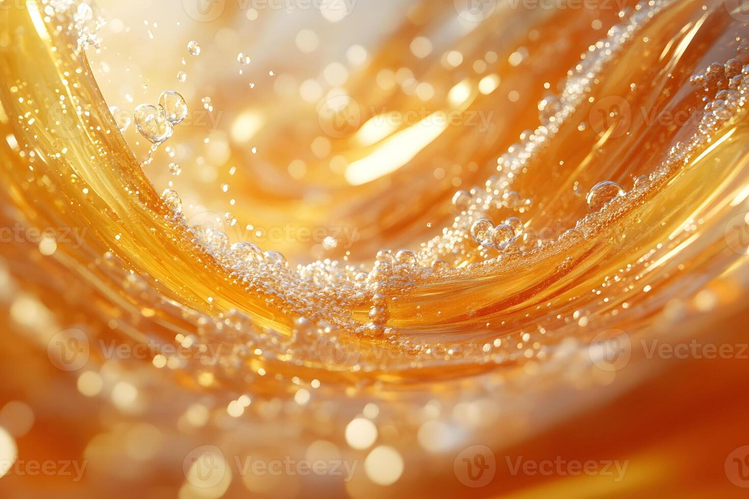 Dynamic Swirl of Sparkling Amber Liquid - Abstract Art for Creative Design photo