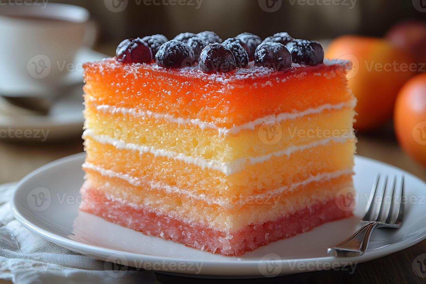 Colorful Layered Fruit Cake with Berries - Dessert Concept for Culinary Design photo