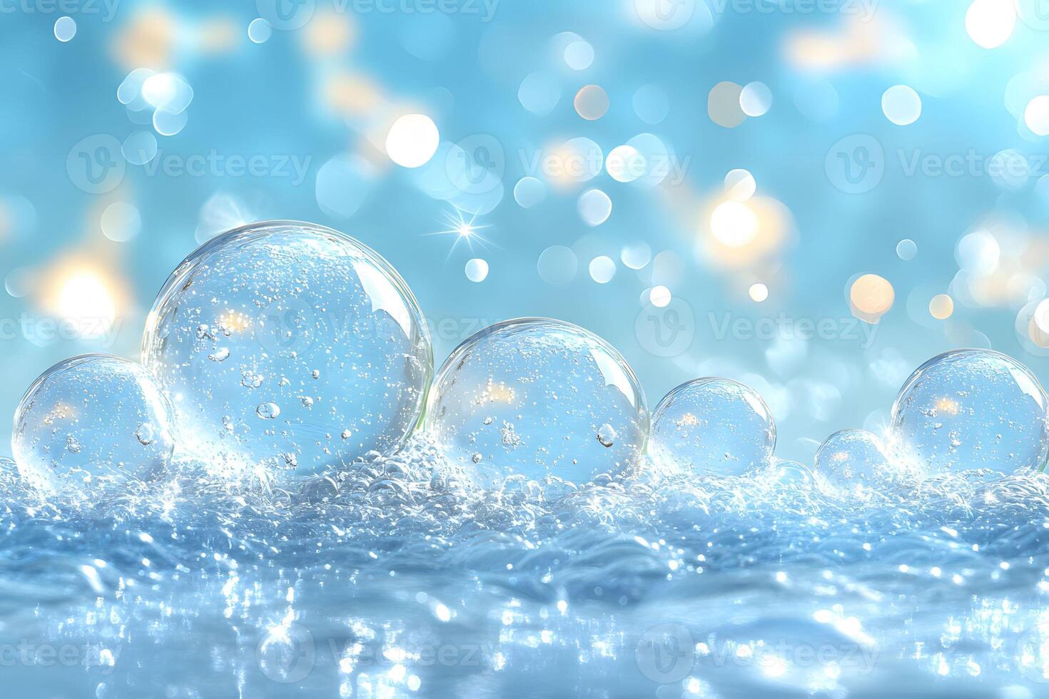 Serene Bubble Scene with Sparkling Water Reflections for Tranquil Designs photo