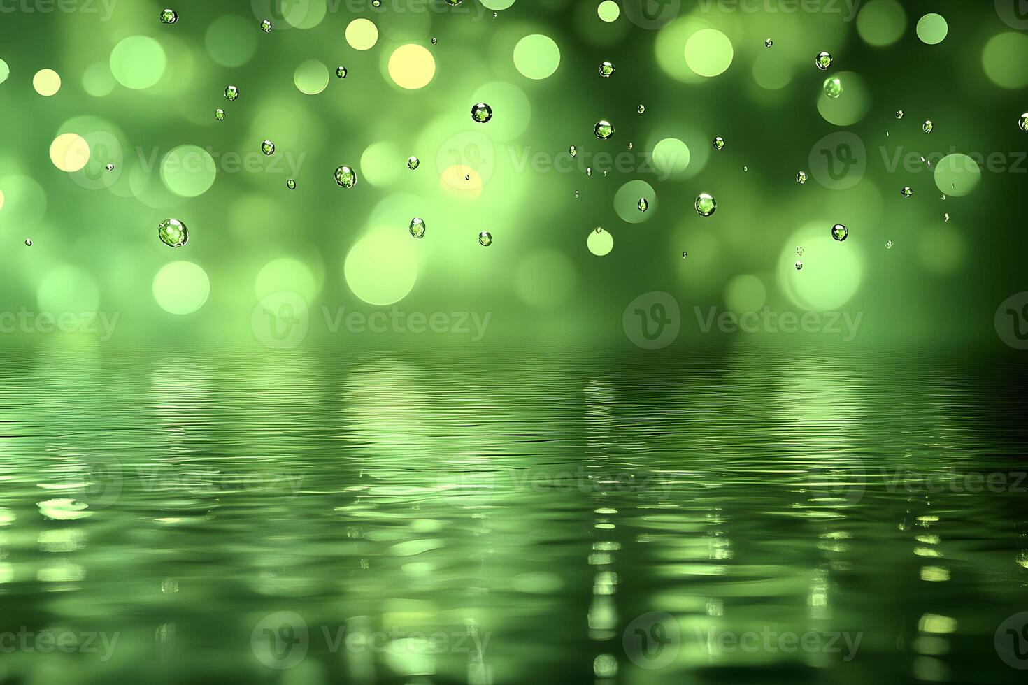 Serene Green Bokeh Reflections on Water - Nature Inspired Background for Design and Print photo