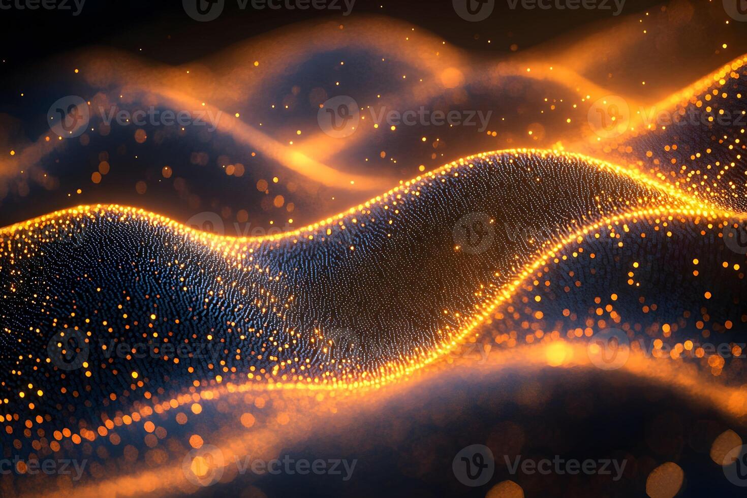 Abstract Golden Waves with Glowing Particles for Modern Digital Design photo