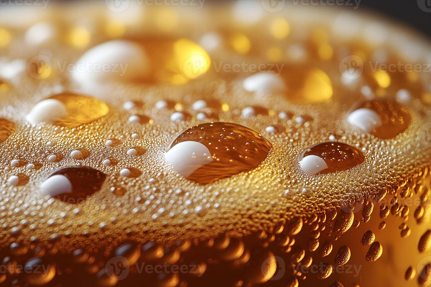 Refreshing Macro View of Fizzy Carbonated Beverage with Bubbles and Foam photo