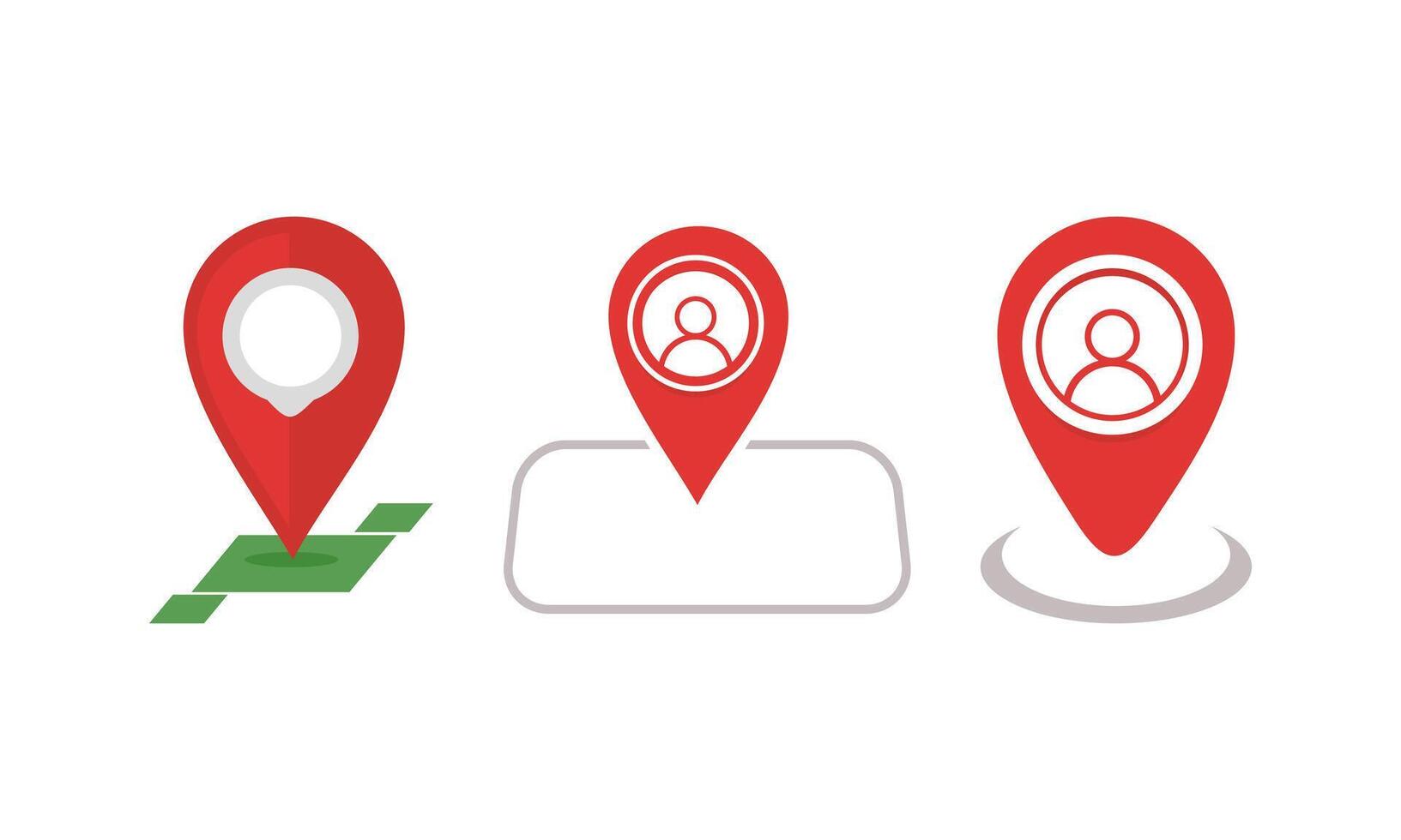 Map Pin Icons with Various Shapes and Person Silhouettes vector
