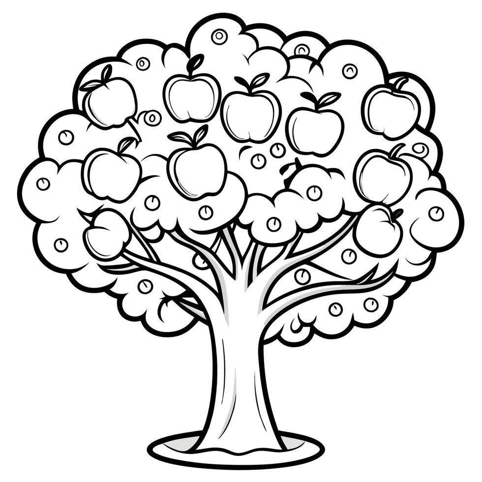 Easy Apple Tree Coloring Page for Kids to Practice their Drawing Skills ...