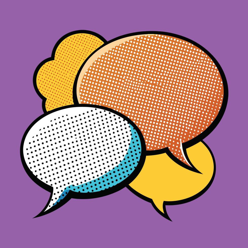 Empty Thought and Speech Bubbles with Halftone Shadows on Transparent Background vector