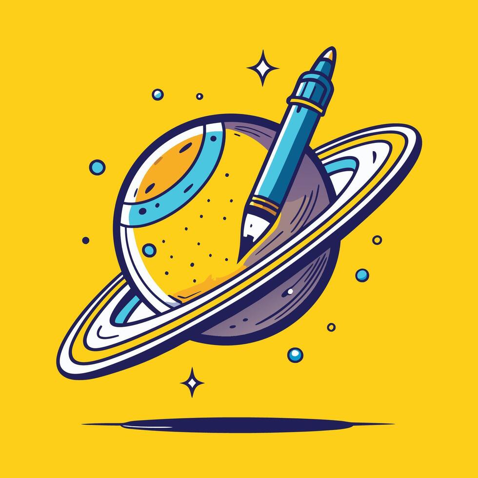 Hand Drawn Astronomical Artwork on Aged Yellow Paper with 3D Effect vector