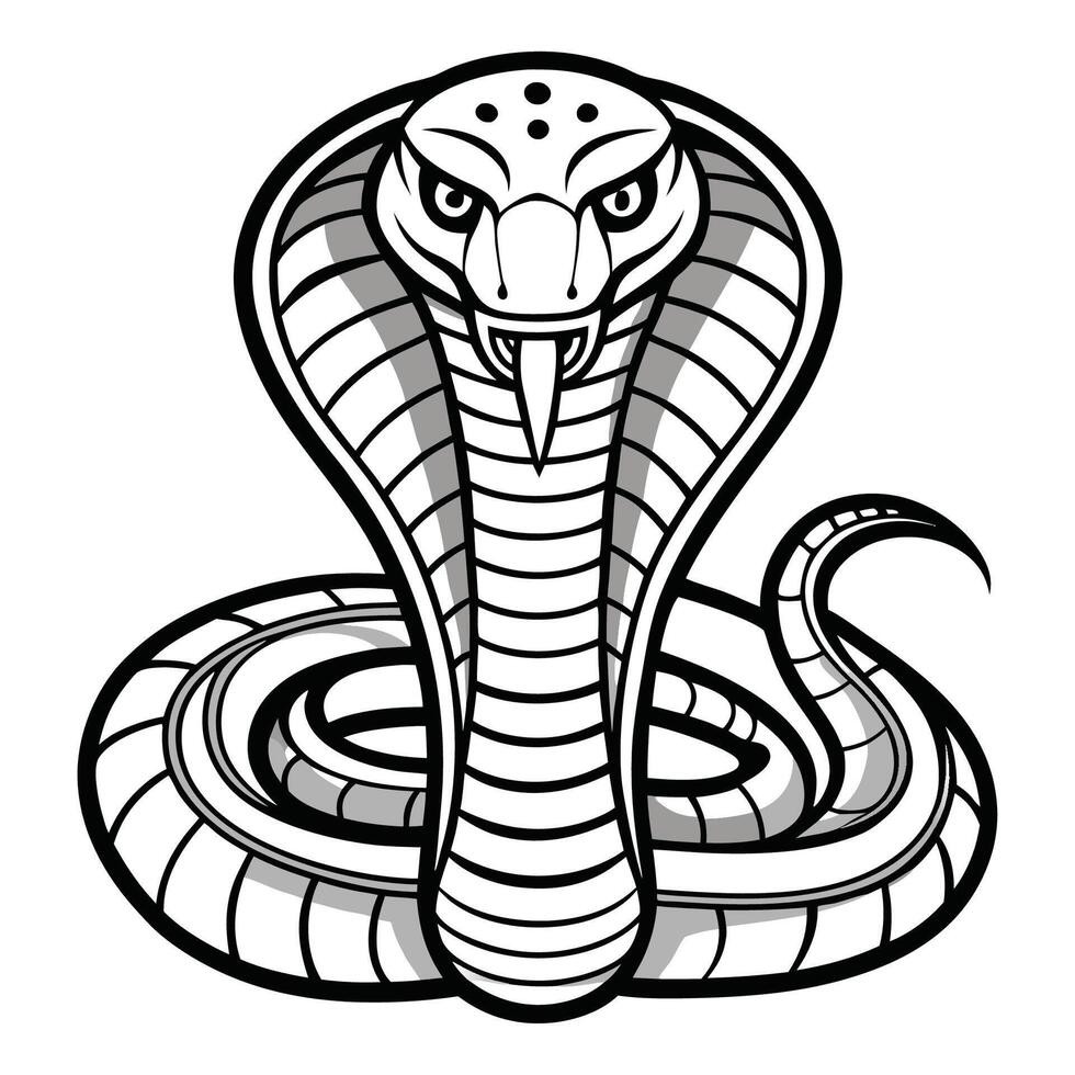 Clean Line Doodle Depicting a Majestic Cobra for Adult Coloring vector