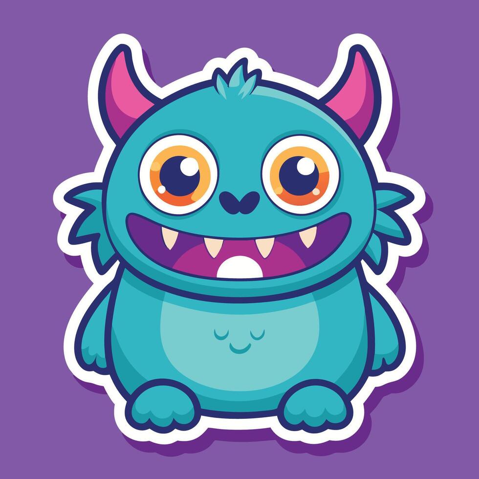Adorable Cartoon Sticker Set Featuring Large Eyed Monsters vector