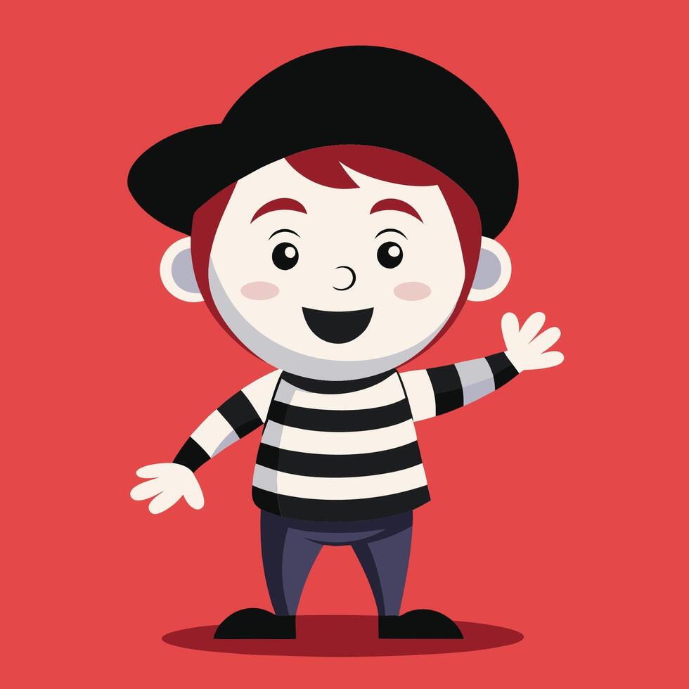 Charming Cartoon Illustration of a Mime in Motion vector