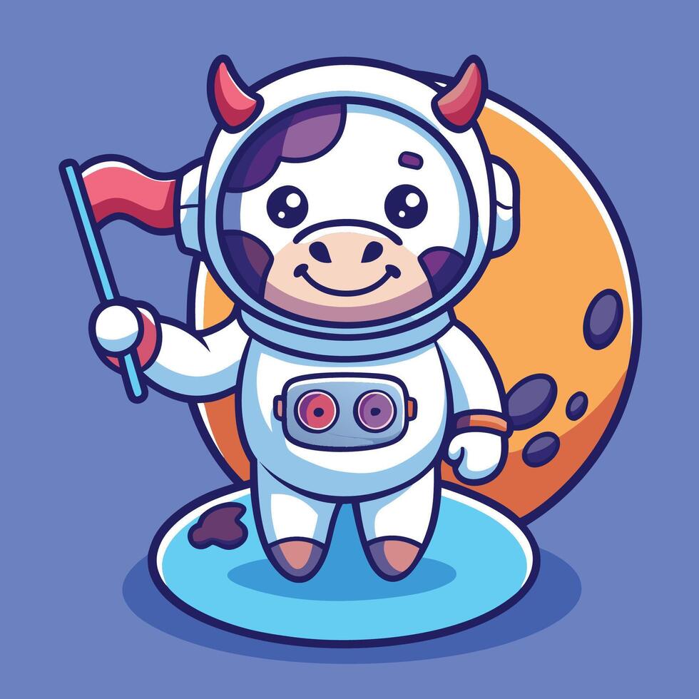 Delightful Cowstronaut Milking the Moon s Milk vector