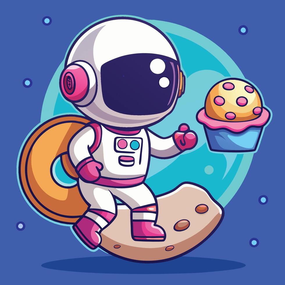 Astronaut s Delight Coffee and Donuts on the Moon vector