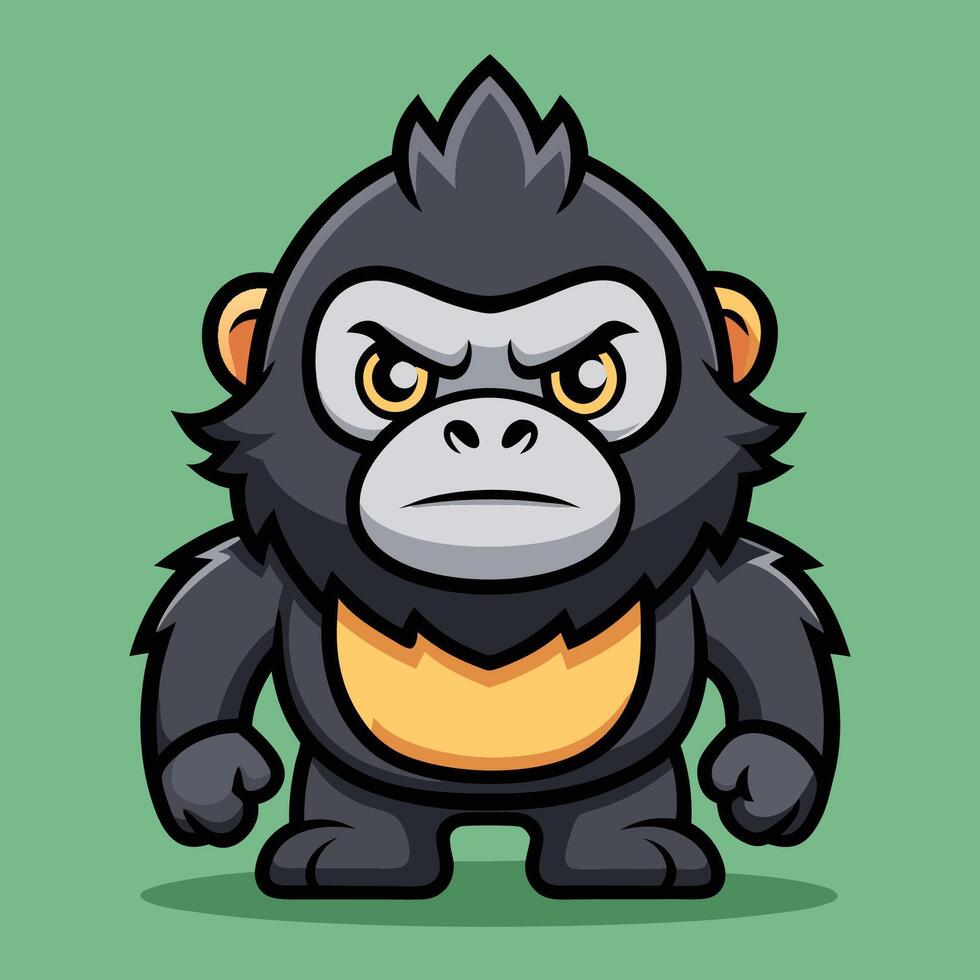Amusing and Irritated Gorilla in Cartoon Illustration vector