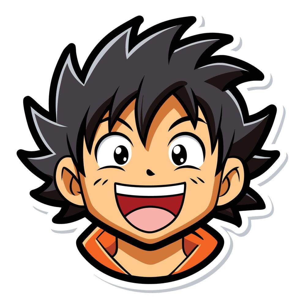 Collection of Vibrant Anime Stickers Featuring Smiling Express Faces on Transparent Background vector