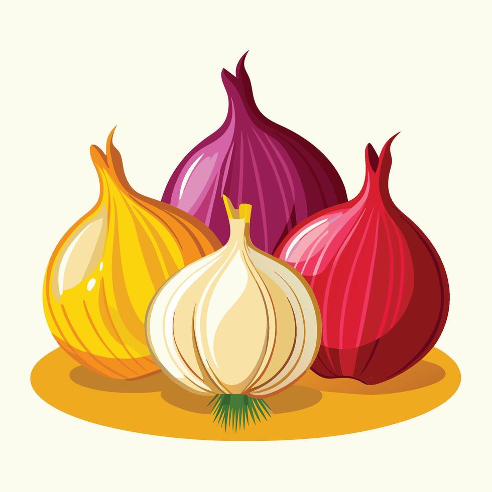 Showcase of Vibrant Organic Yellow and Red Onions vector
