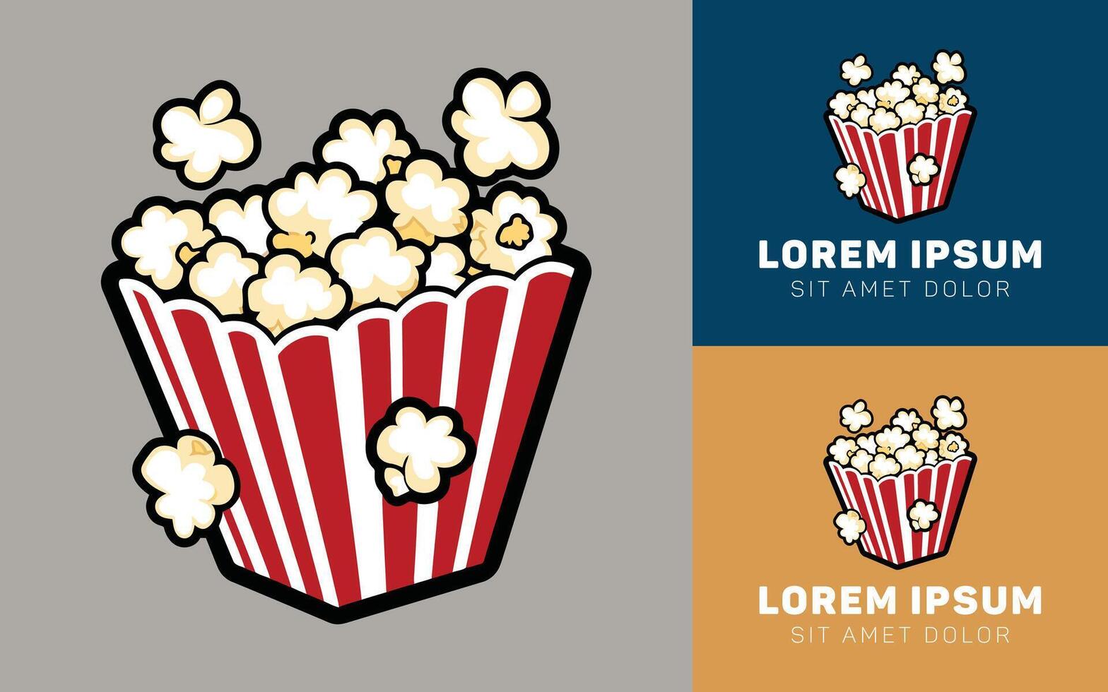 Popcorn Snack Logo Icon with Crunchy Texture and Bold Design vector