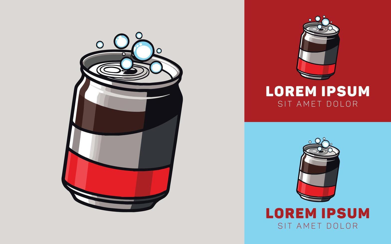 Soda Can Icon Logo with Bubbly Drink and Fresh Style vector