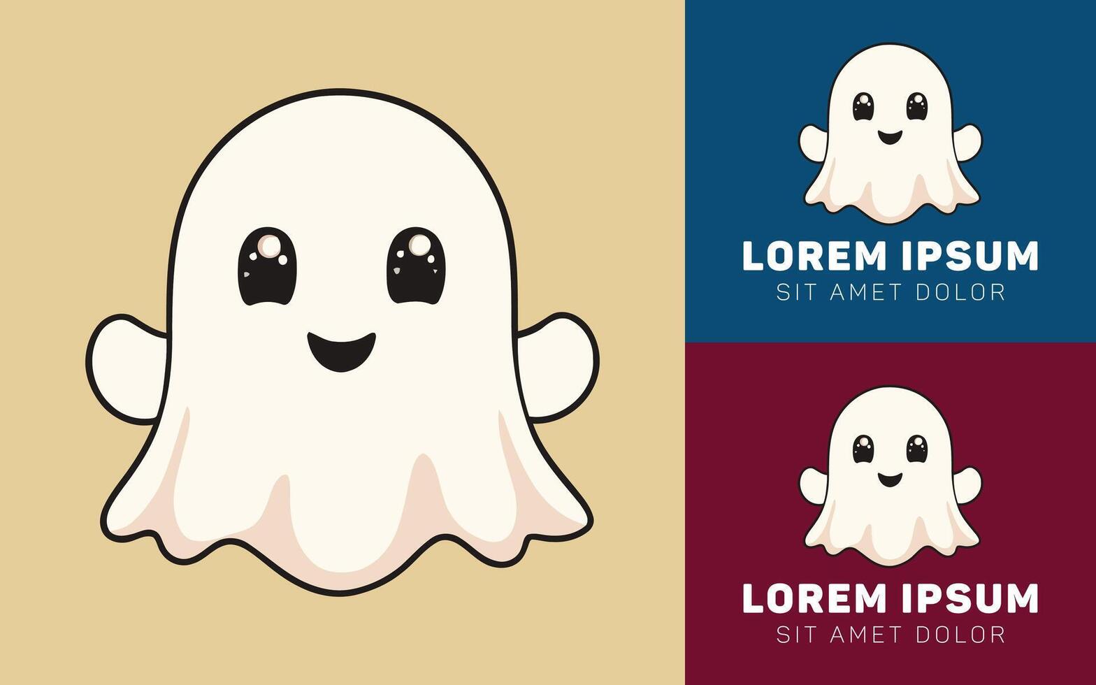 Minimalist Funny Ghost Logo Icon with Adorable Boo Vibes Design vector
