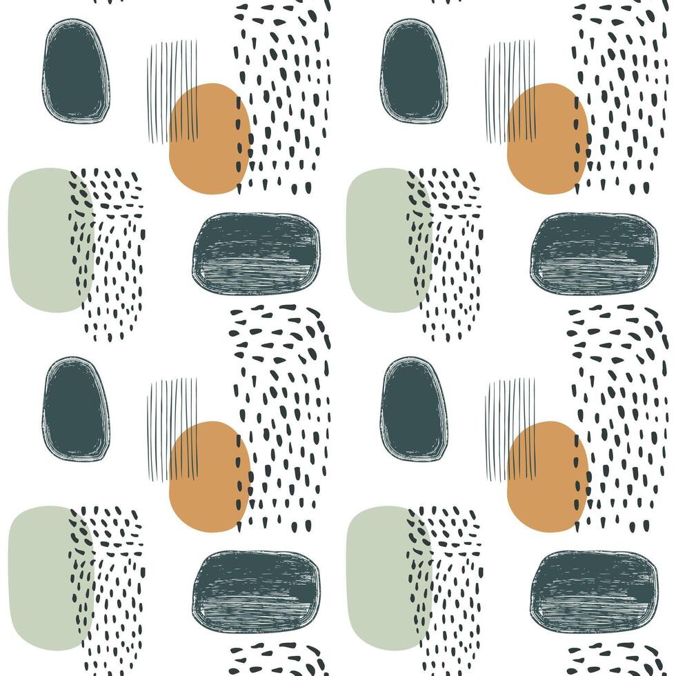 Geometric abstract background. Seamless pattern with simple doodle shapes. Hand drawn background in pastel colors. vector