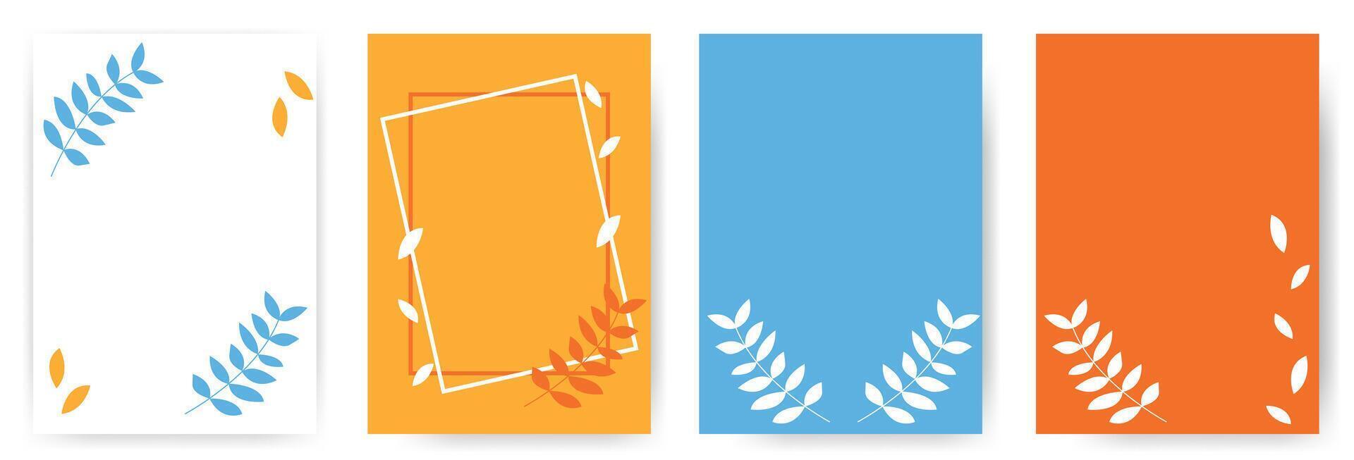 Fame poster set decorated with leaves and branches. backgrounds with floral design. vector