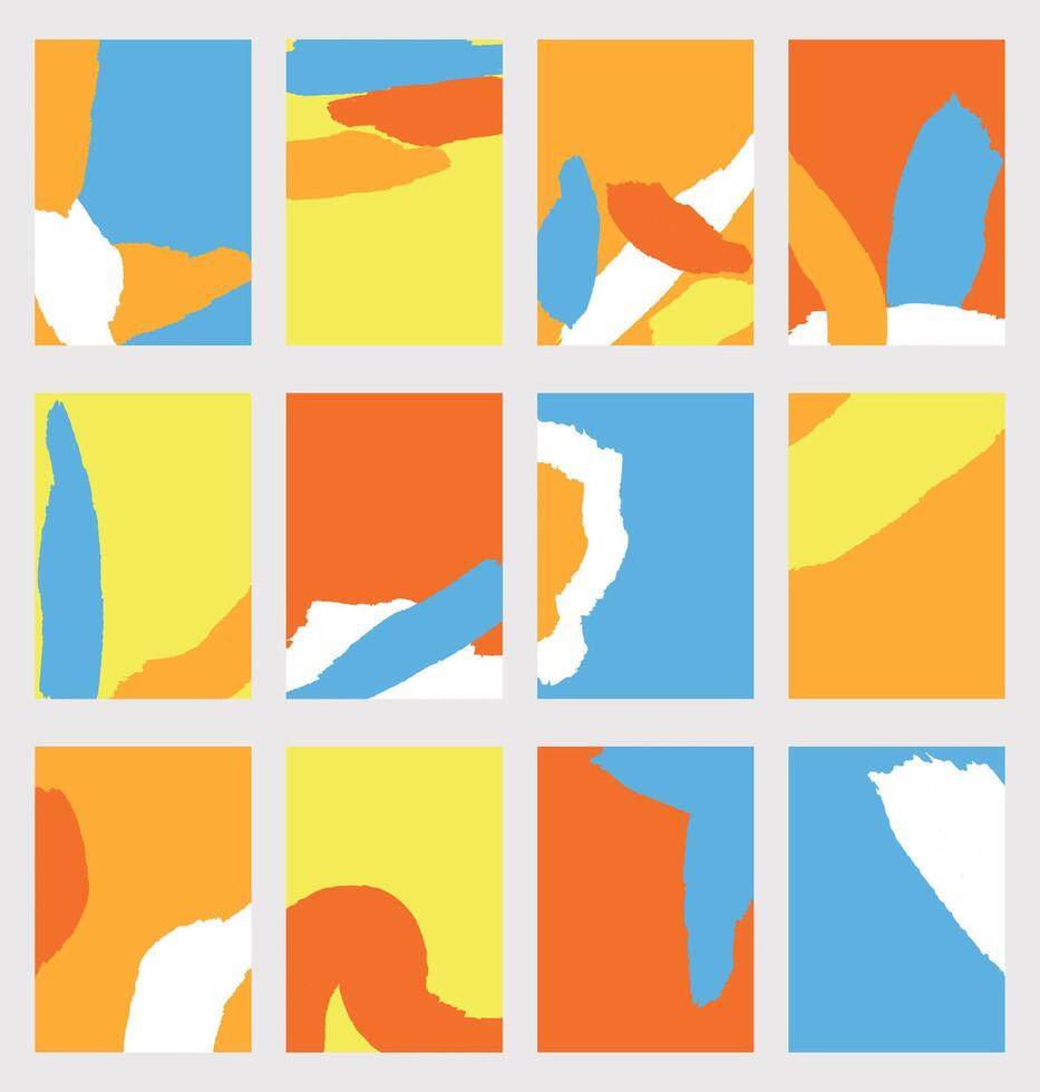 Set of abstract backgrounds with empty space for text. Trendy poster design with paint brush stroke texture. vector