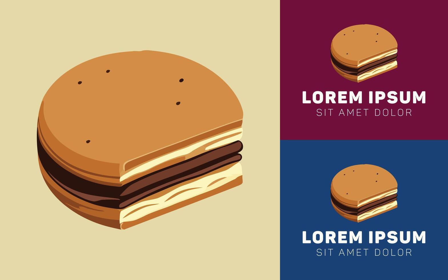Japanese Dorayaki Cartoon Logo in Simple Style vector