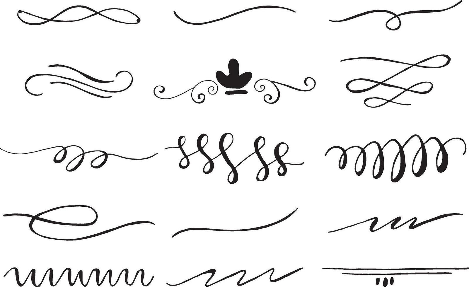 hand drawn calligraphy elements set, vector