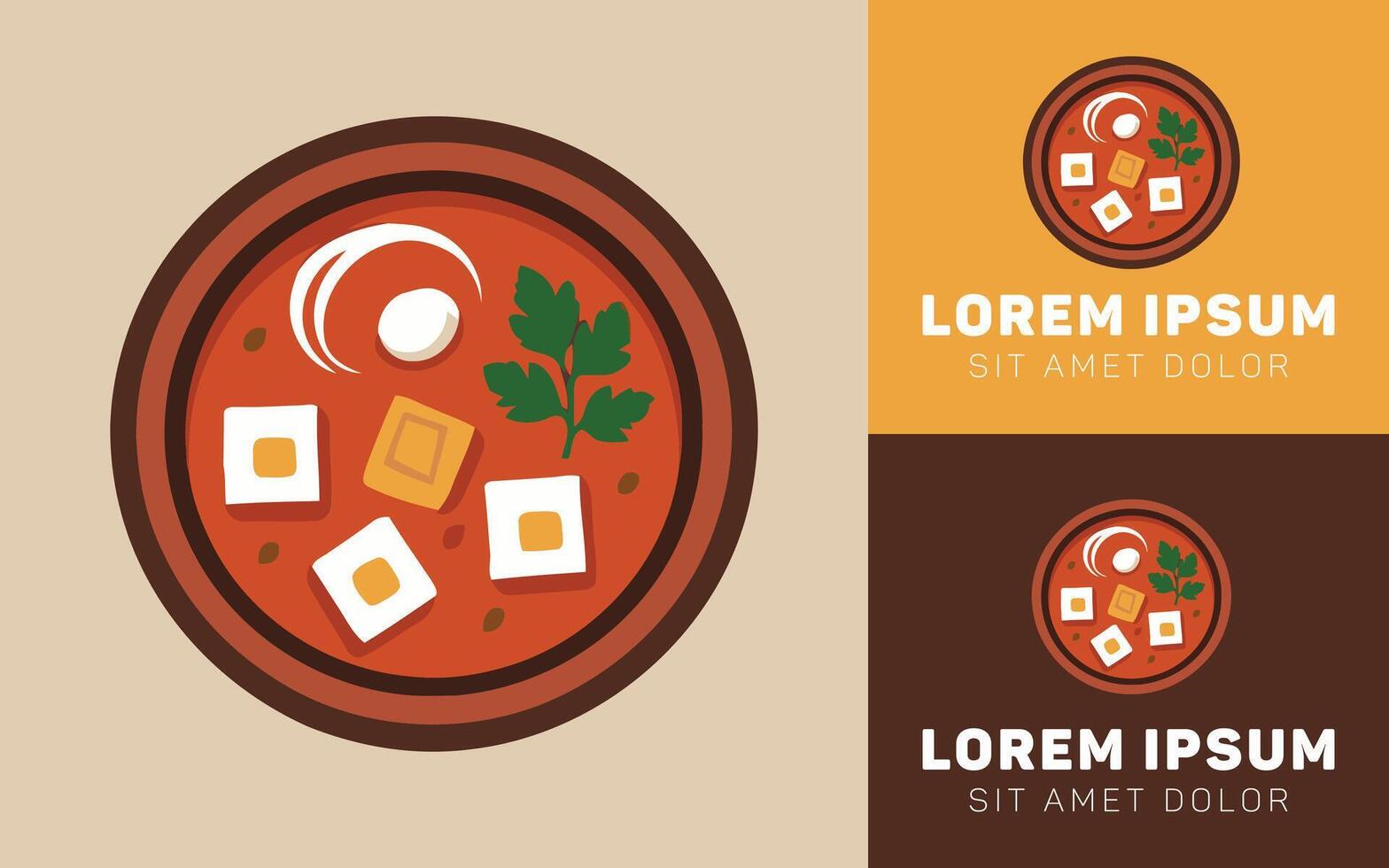 Minimalist Spicy Tofu Dish Logo for Food Concept vector