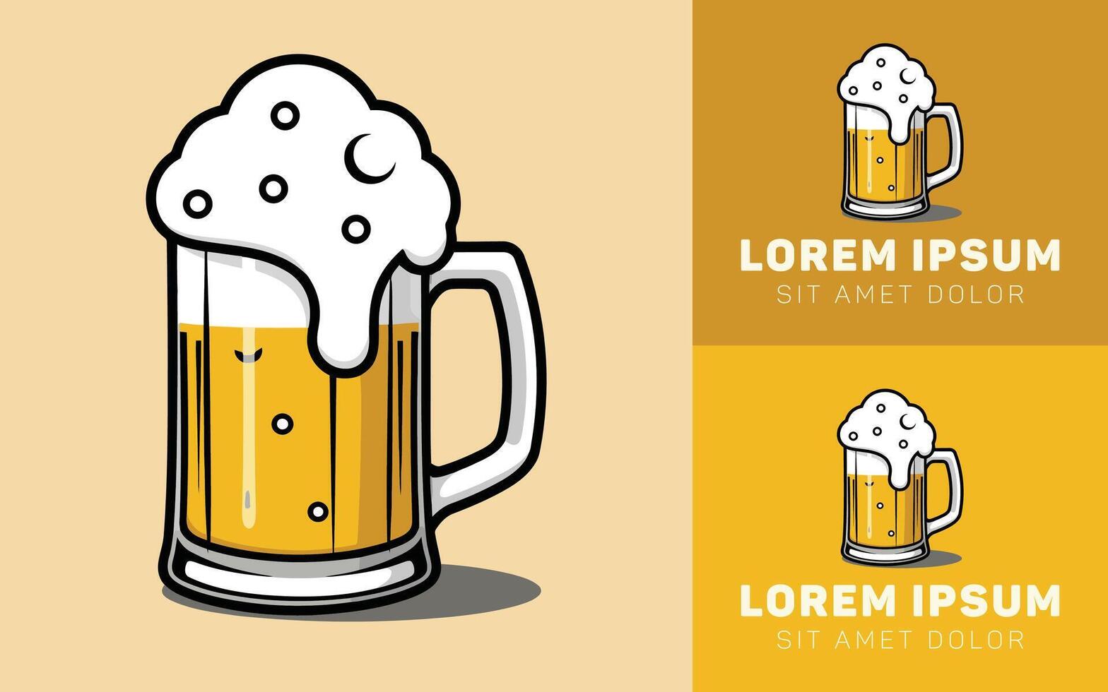 Beer Glass Icon Logo with Simple Outline and Foamy Head vector