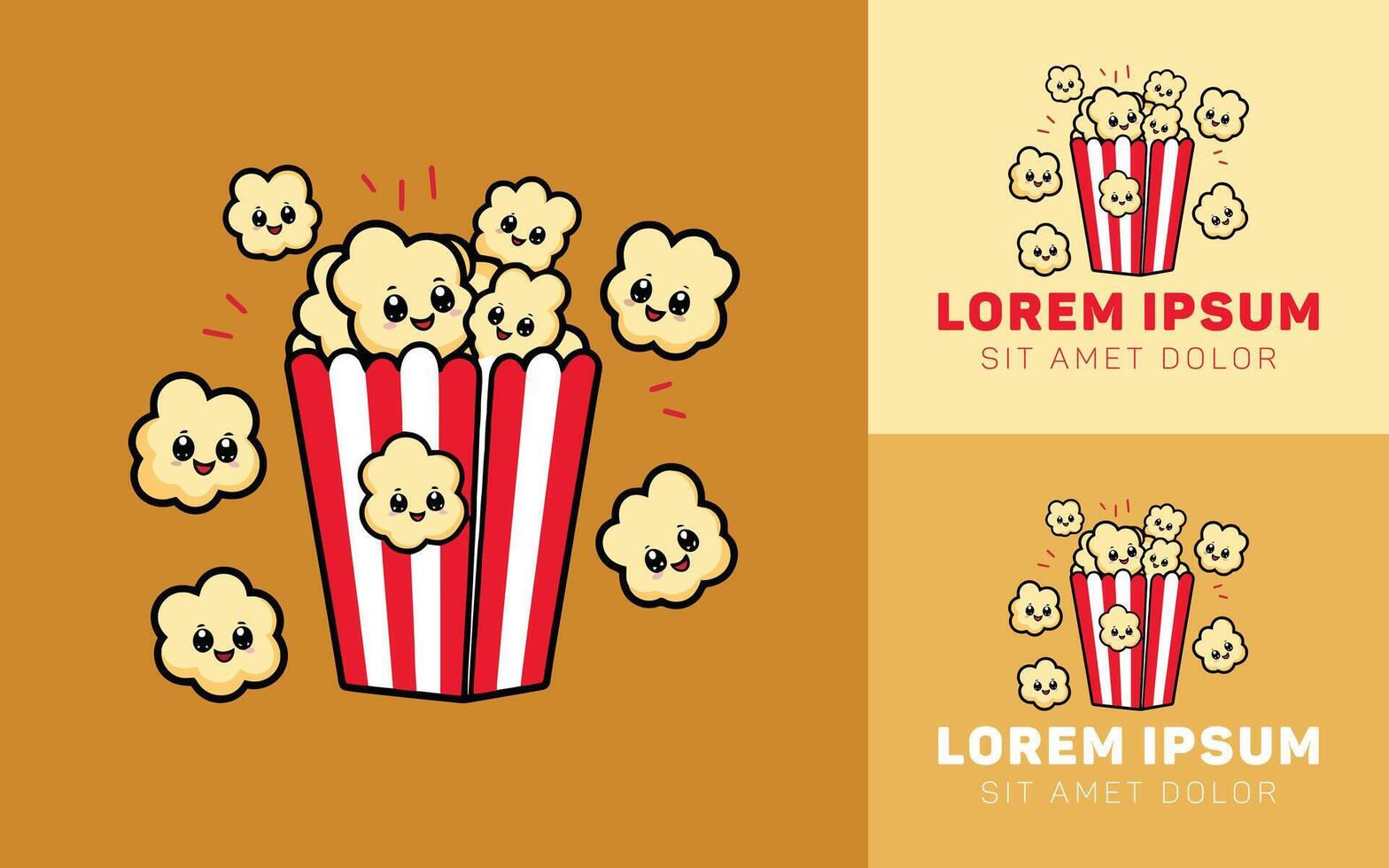 Crispy Popcorn Logo Icon with Bold Line and Cute Look vector