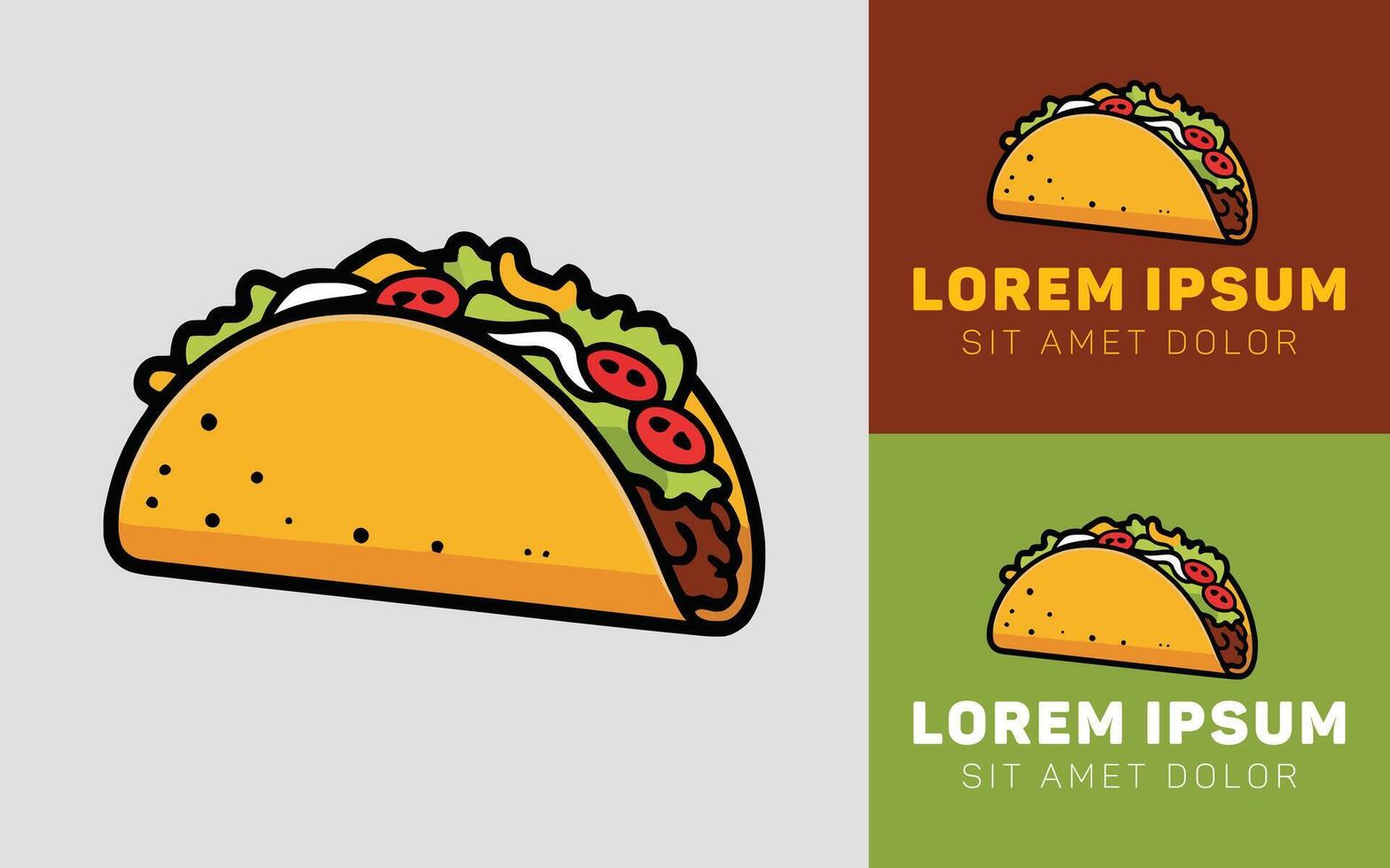 Tacos with Meat and Veggies Icon Logo for Food Branding vector