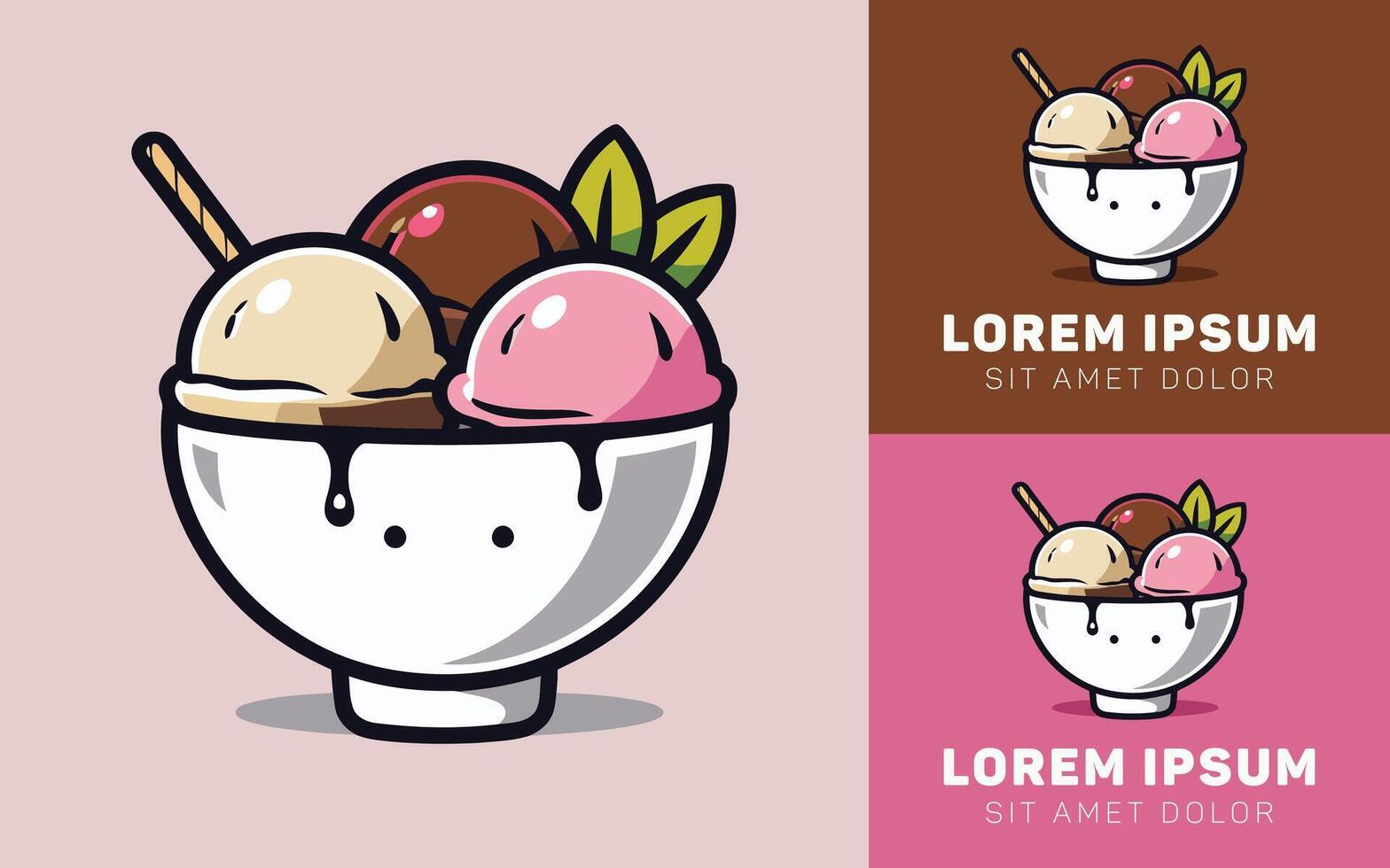 Cute Ice Cream Logo Cartoon Design in Simple Form vector
