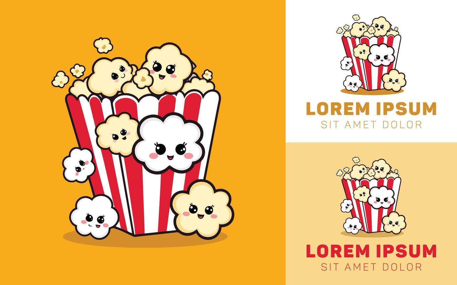 Popcorn Box Cartoon Logo with Fun Movie Snack Design Style vector