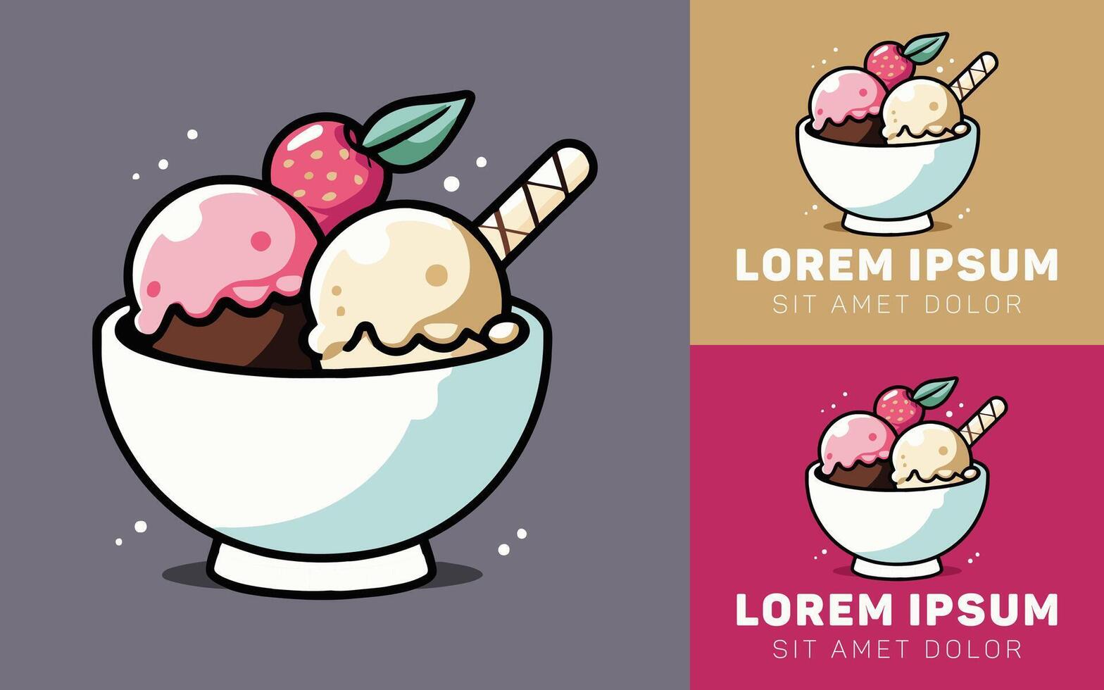 Delicious Ice Cream Cup Logo with Playful Expression vector
