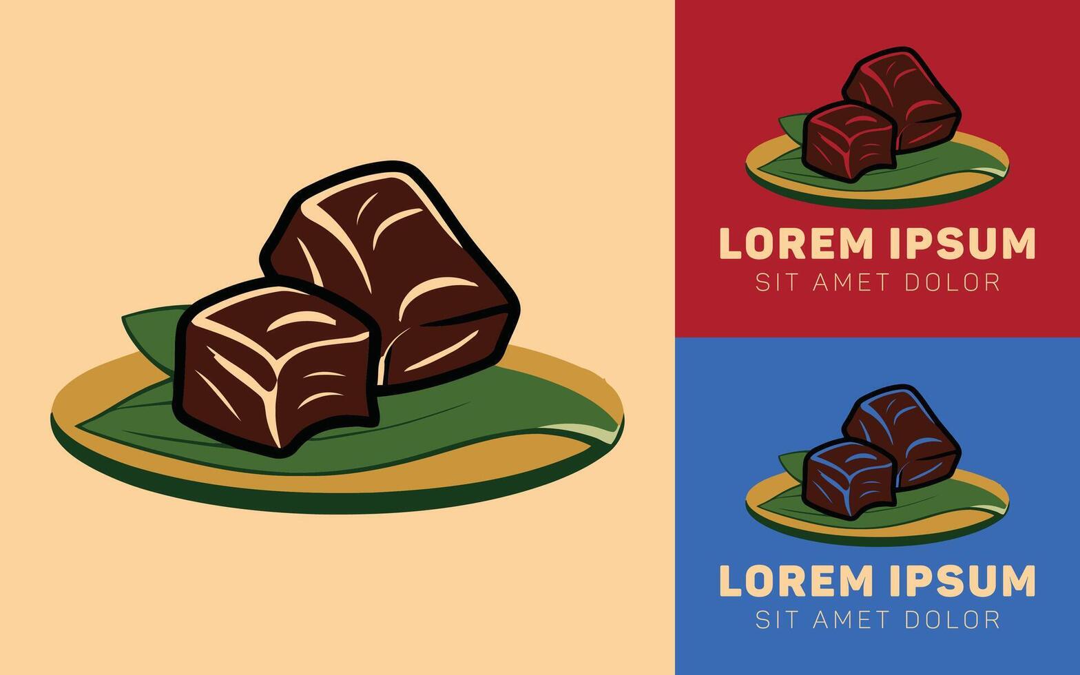 Spicy Rendang Meat Logo Icon in Minimal Style vector