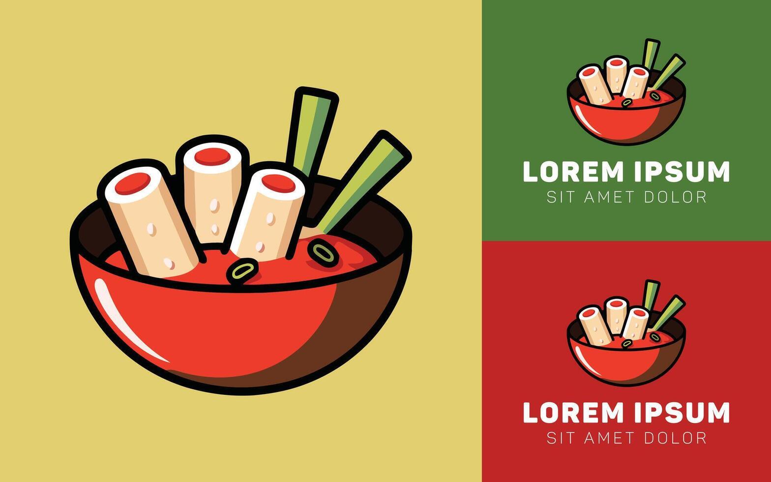 Spicy Tteokbokki Icon Logo in Minimalist Style vector