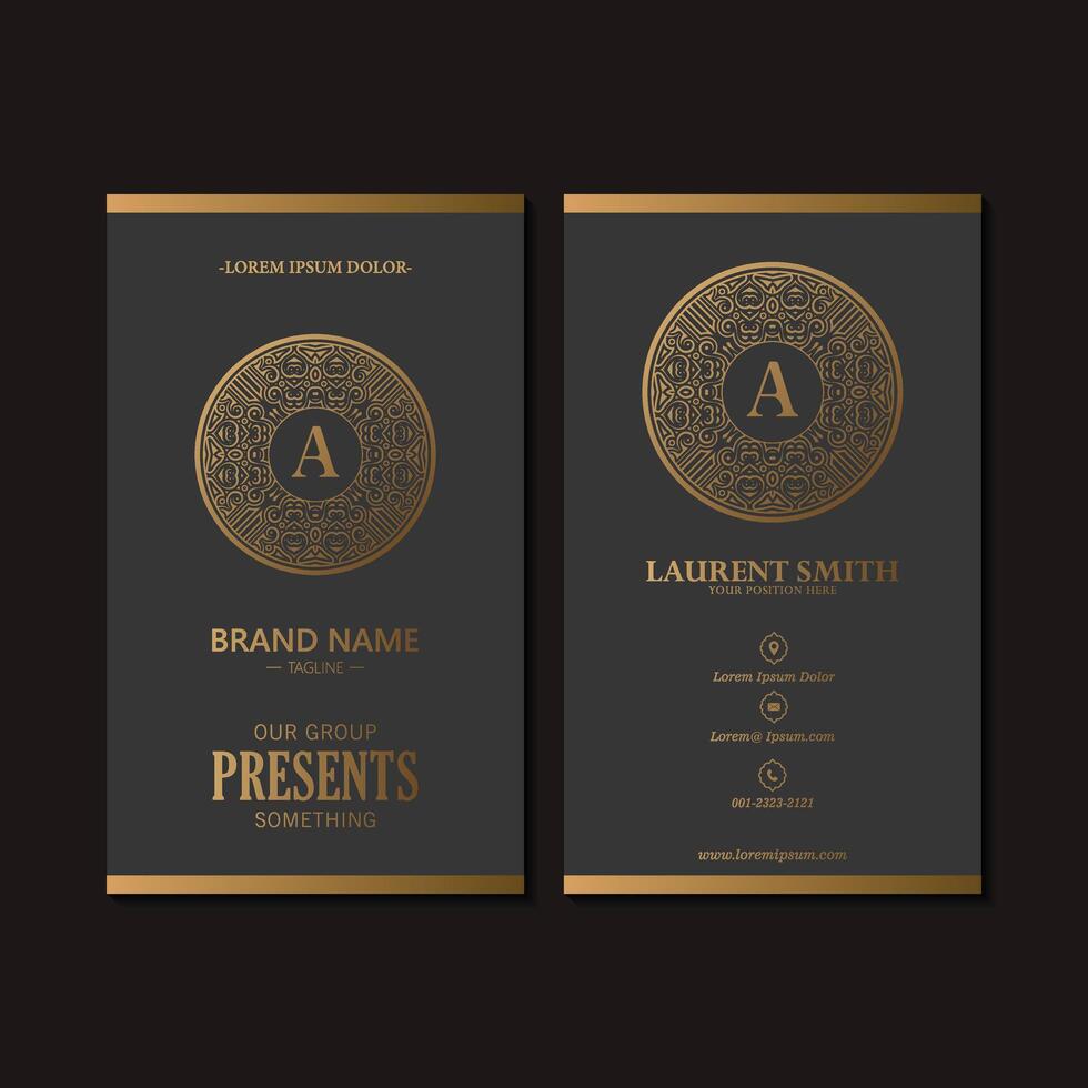 Luxury art business card template with Ornament design vector
