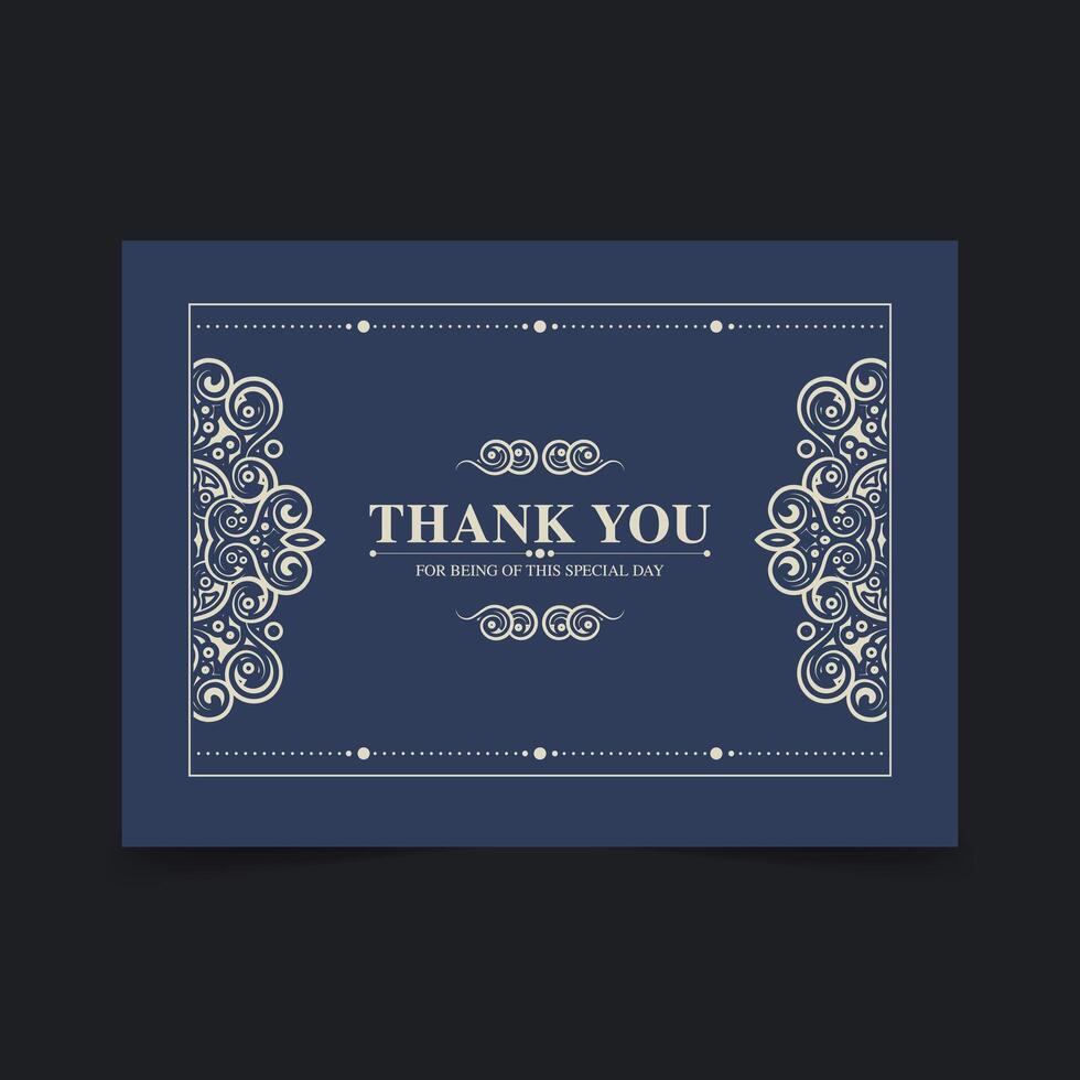 vintage thank you wedding card vector
