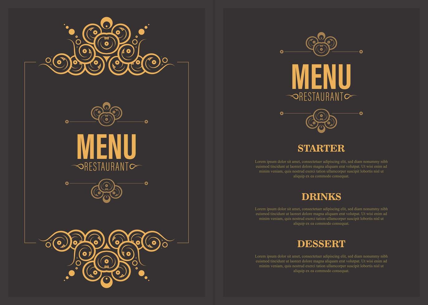 classic Menu Layout with ornamental Elements. vector